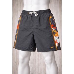 Nike Mens XL Swim Trunks Board Shorts Grey Orange Abstract Graphic Mesh Lined